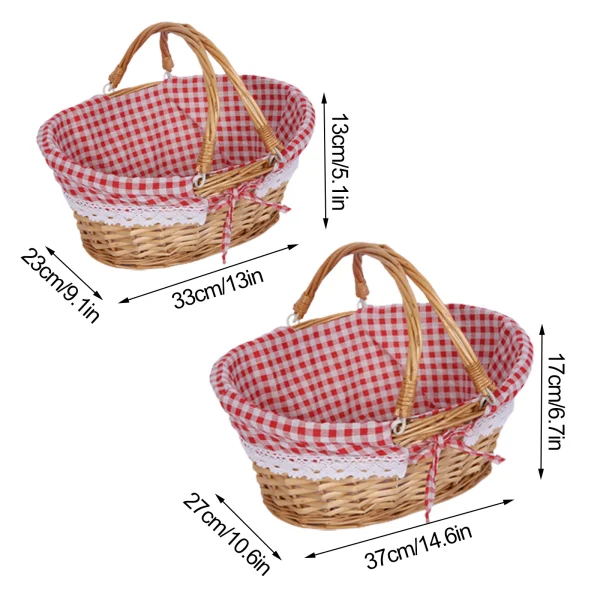 Rattan Woven Basket Woven Basket Folding Handle Portable Eco Friendly Rattan Picnic Basket for Bathroom Gift Woven Picnic Basket 2