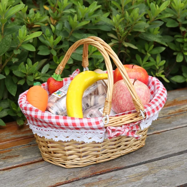 Rattan Woven Basket Woven Basket Folding Handle Portable Eco Friendly Rattan Picnic Basket for Bathroom Gift Woven Picnic Basket 5
