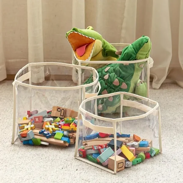 Kids Friendly Toy Storage Box Clear Sturdy PVC Storage Basket Home Accessory Dropshipping 1