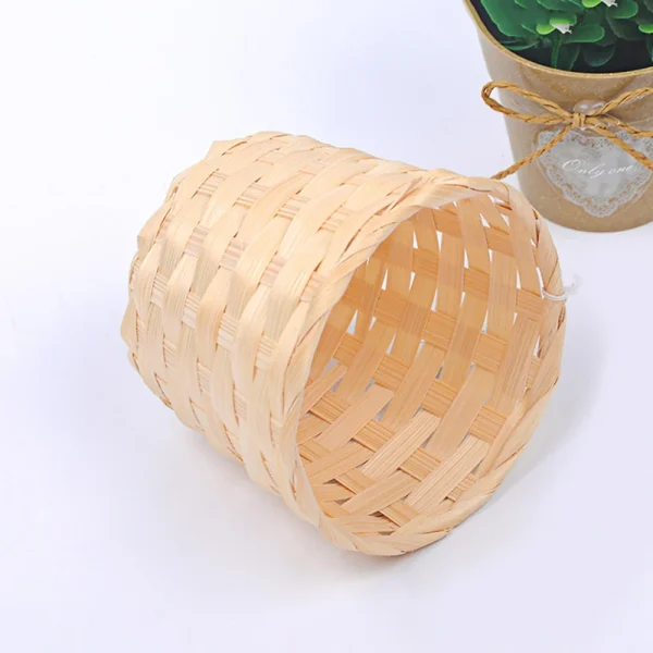 New Handmade Bamboo Garden Flower Pot Wicker Basket Straw Patchwork Wicker Rattan Seagrass Storage Organizer Nursery Pots 4