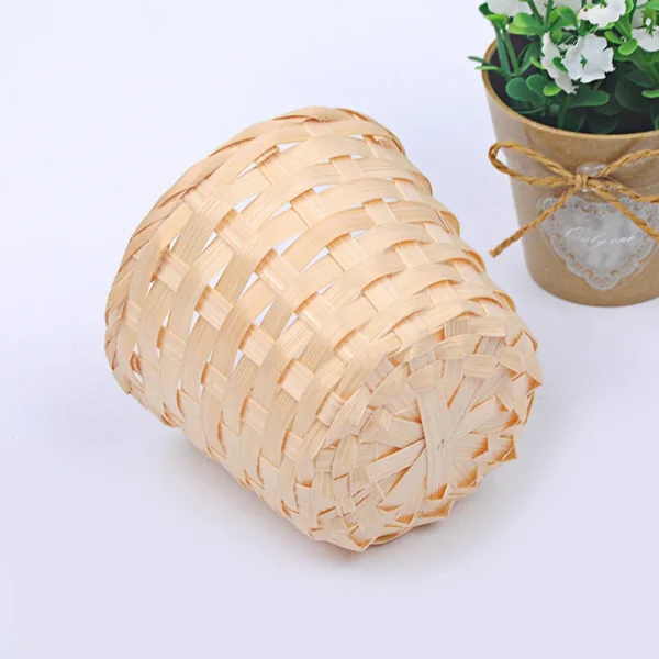 New Handmade Bamboo Garden Flower Pot Wicker Basket Straw Patchwork Wicker Rattan Seagrass Storage Organizer Nursery Pots 5
