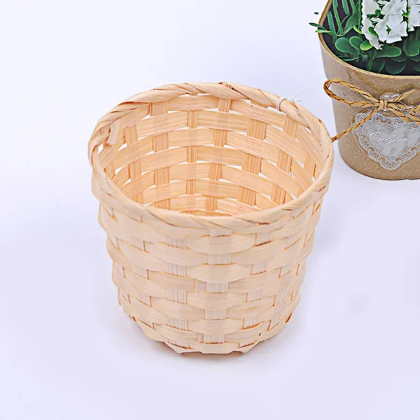 New Handmade Bamboo Garden Flower Pot Wicker Basket Straw Patchwork Wicker Rattan Seagrass Storage Organizer Nursery Pots 6