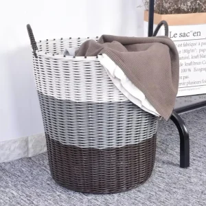 Dirty Clothes Basket Foldable Woven Laundry Basket Rattan-Style Toys Storage Basket for Dirty Clothes Household Items 1