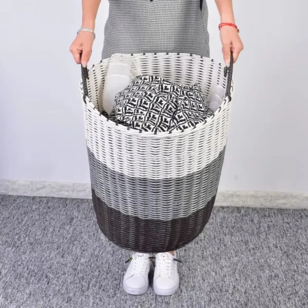 Dirty Clothes Basket Foldable Woven Laundry Basket Rattan-Style Toys Storage Basket for Dirty Clothes Household Items 2