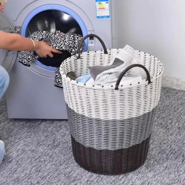 Dirty Clothes Basket Foldable Woven Laundry Basket Rattan-Style Toys Storage Basket for Dirty Clothes Household Items 3