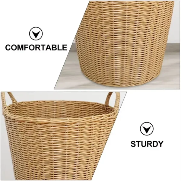 Dirty Clothes Basket Foldable Woven Laundry Basket Rattan-Style Toys Storage Basket for Dirty Clothes Household Items 5