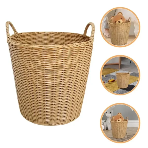 Dirty Clothes Basket Foldable Woven Laundry Basket Rattan-Style Toys Storage Basket for Dirty Clothes Household Items 6
