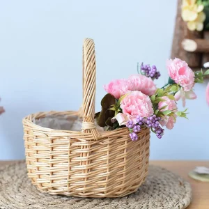 Storage Basket Large Capacity Rattan Vintage Great Flower Basket Woven Handheld Food Plant Storage Flower Basket Decorative 1