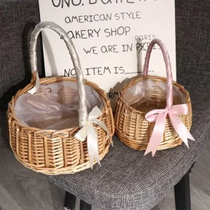 Flower Girl Hand Woven Photo Props Flower Basket Decoration Storage Basket Clutter Organizer Desktop Decoration Flower Basket 1