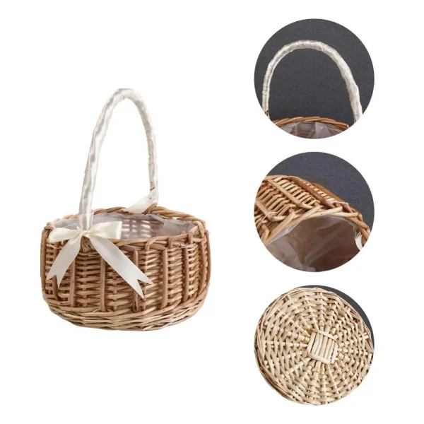 Flower Girl Hand Woven Photo Props Flower Basket Decoration Storage Basket Clutter Organizer Desktop Decoration Flower Basket 4