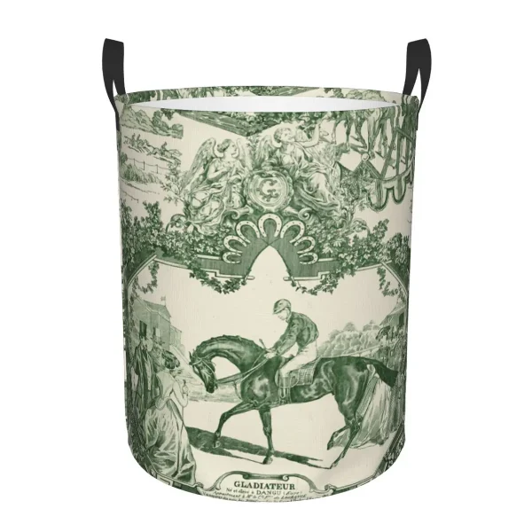 Custom Antique Vintage French Toile De Jouy Laundry Basket Collapsible Traditional France Art Hamper Toys Organizer Storage Bins 1