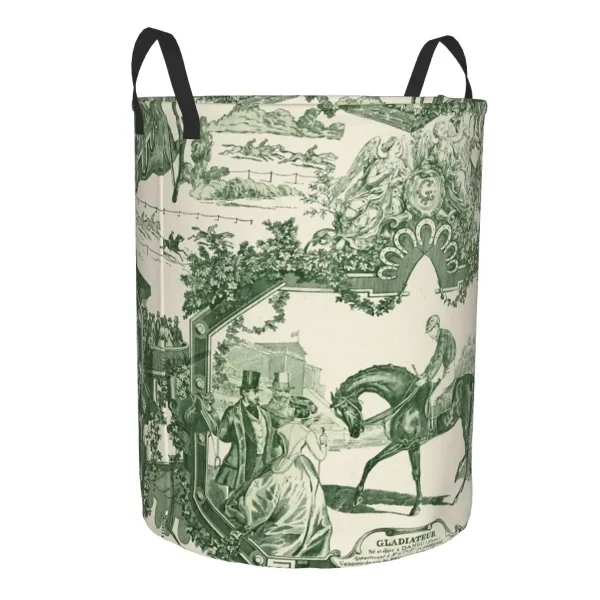 Custom Antique Vintage French Toile De Jouy Laundry Basket Collapsible Traditional France Art Hamper Toys Organizer Storage Bins 2