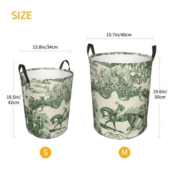 Custom Antique Vintage French Toile De Jouy Laundry Basket Collapsible Traditional France Art Hamper Toys Organizer Storage Bins 6