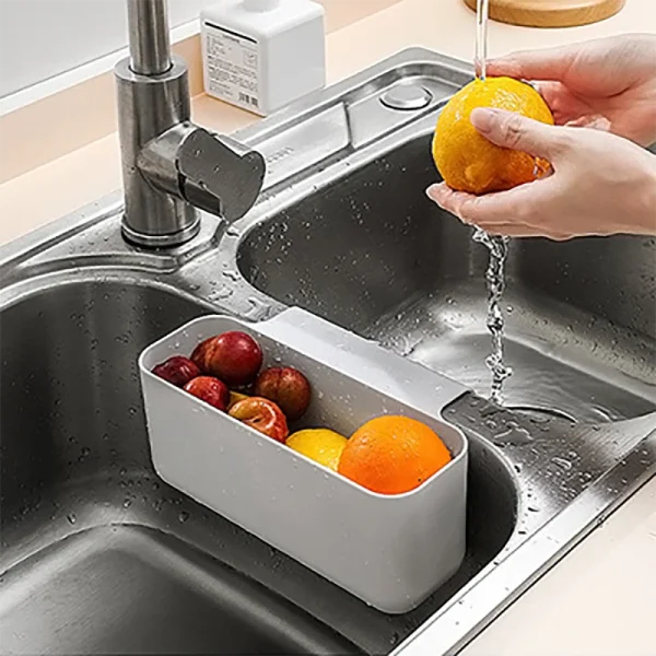 Kitchen Sink Sink Wall-Mounted Drain Basket Vegetable and Fruit Dishes Sponge Storage Basket Storage Rack 5