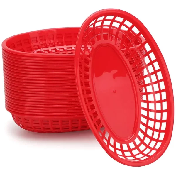 6/12/24Pcs Fast Food Baskets, Plastic Serving Tray for Deli Chicken Burgers Sandwiches Fries - Foodservice / Restaurant Supplies 1