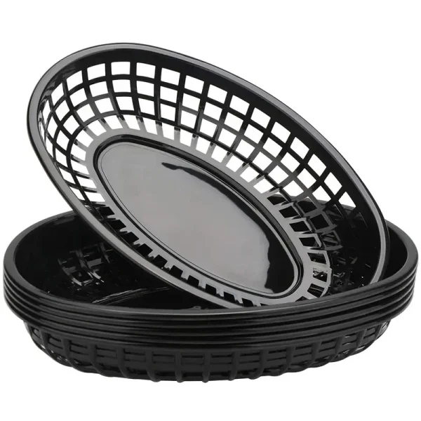 6/12/24Pcs Fast Food Baskets, Plastic Serving Tray for Deli Chicken Burgers Sandwiches Fries - Foodservice / Restaurant Supplies 5