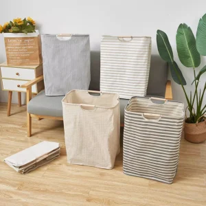 1PC A Portable, Foldable Fabric Waterproof Bathroom Storage Basket For Dirty Clothes 1