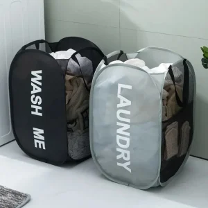 Durable Folding Simple Laundry Basket Large Washable Clothes Toy Storage Organizer Fashion Mesh Breathable Bathroom Accessories 1