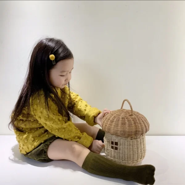 Rattan Woven Mushroom Basket Summer Portable Children Woven Bags Outdoor Vacation Picnic Baskets Kids Toy Sundries Organizer 3