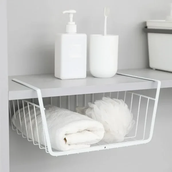 Multi Functional Perforated Kitchen Bathroom Storage Hanging Basket Storage Rack Iron Bottom Hanging Basket Hanging Wire Basket 5