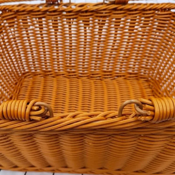 Handmade Imitation Rattan Picnic Basket with Handle Camping Picnic Willow Weaving Storage Hamper Outdoor Holder High Quality 5