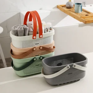 Durable Plastic Laundry Basket Large Capacity Clothes Organizer with Silicone Handle for Shower Room Bathroom Washhouse 1