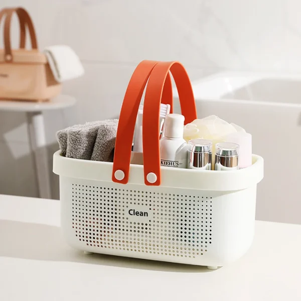 Durable Plastic Laundry Basket Large Capacity Clothes Organizer with Silicone Handle for Shower Room Bathroom Washhouse 4