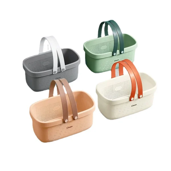 Durable Plastic Laundry Basket Large Capacity Clothes Organizer with Silicone Handle for Shower Room Bathroom Washhouse 6