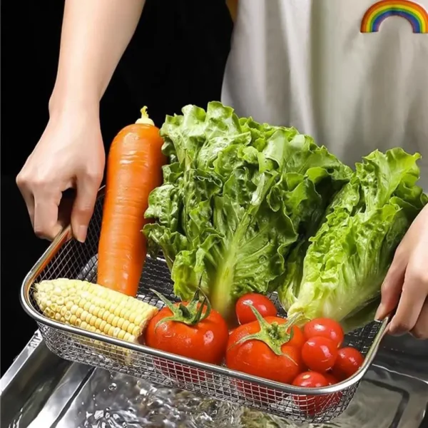 New Stainless Steel Washing Basket Mesh Colander Sink Strainer Colander Net Baskets Washing Basin Storage Basket Kitchen Supply 4