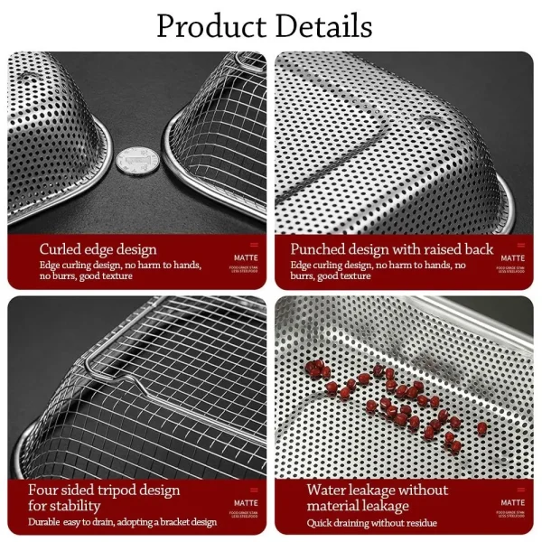 New Stainless Steel Washing Basket Mesh Colander Sink Strainer Colander Net Baskets Washing Basin Storage Basket Kitchen Supply 5