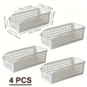4pcs Stackable Storage Basket Set-Multifunctional Plastic Storage Box,Suitable for Books, Snacks,etc.Ideal Choice for Family 1