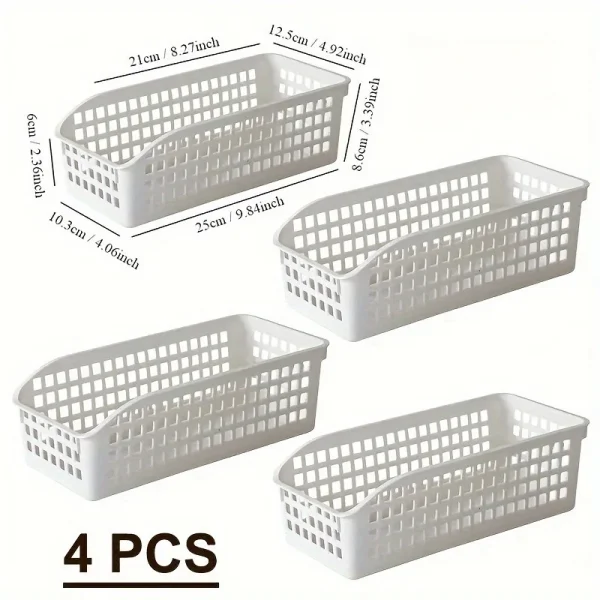 4pcs Stackable Storage Basket Set-Multifunctional Plastic Storage Box,Suitable for Books, Snacks,etc.Ideal Choice for Family 1