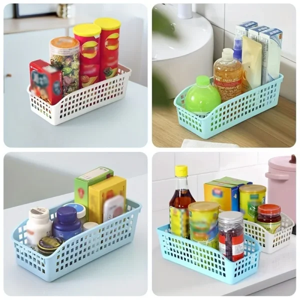 4pcs Stackable Storage Basket Set-Multifunctional Plastic Storage Box,Suitable for Books, Snacks,etc.Ideal Choice for Family 4