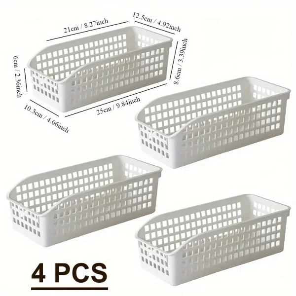 4pcs Stackable Storage Basket Set-Multifunctional Plastic Storage Box,Suitable for Books, Snacks,etc.Ideal Choice for Family 5