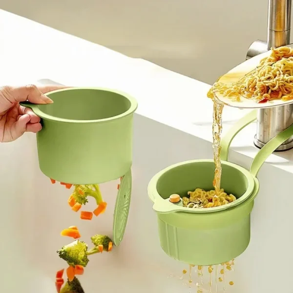 Hot Creative Sink Hanging Strainer Basket Openable Bottom Cover Quickly Drain Kitchen Garbage Filter Multifunctional Detachable 2