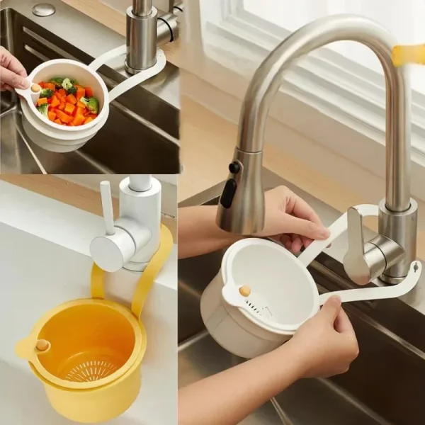 Hot Creative Sink Hanging Strainer Basket Openable Bottom Cover Quickly Drain Kitchen Garbage Filter Multifunctional Detachable 3