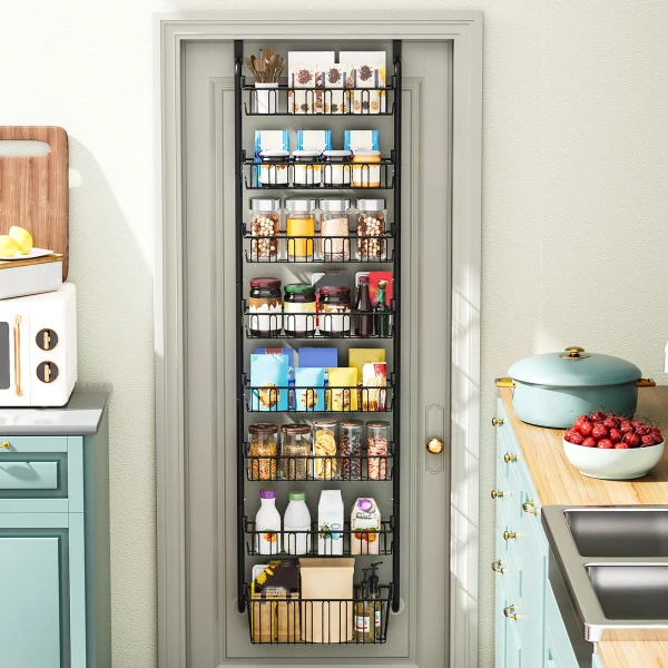 Multi layer Door hanging storage basket Punch free and Space-saving  Ideal for Home oragenizer Black 1