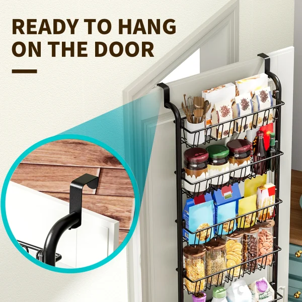 Multi layer Door hanging storage basket Punch free and Space-saving  Ideal for Home oragenizer Black 2