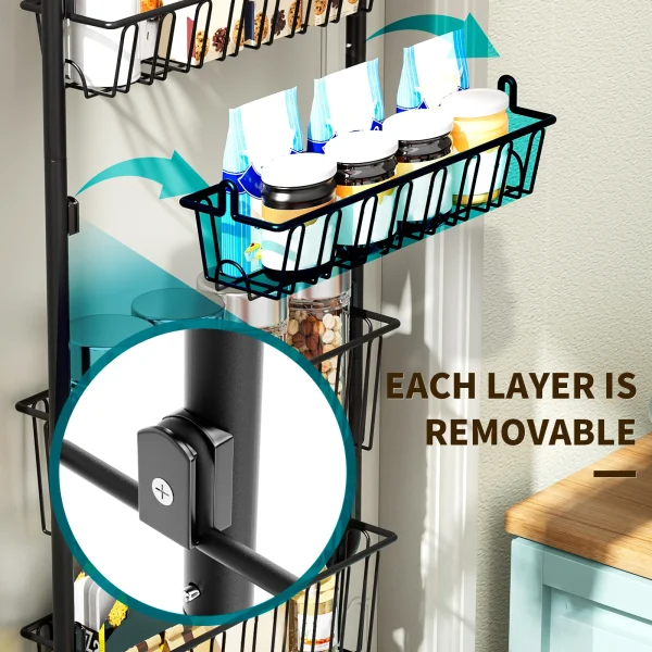 Multi layer Door hanging storage basket Punch free and Space-saving  Ideal for Home oragenizer Black 4