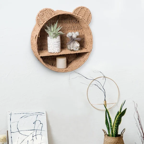Imitation Rattan Food Grade Plastic Fruit Basket Storage Basket Wall Mounted Storage Rack Straw Woven Handmade Storage Basket 3