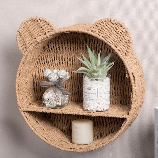 Imitation Rattan Food Grade Plastic Fruit Basket Storage Basket Wall Mounted Storage Rack Straw Woven Handmade Storage Basket 4