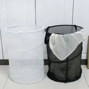 Large Mesh Yarn Folding Dirty Laundry Sorting Basket Washing FrameBathroomCloth MeshStorage BagFrame Bucket Laundry Organizers 1