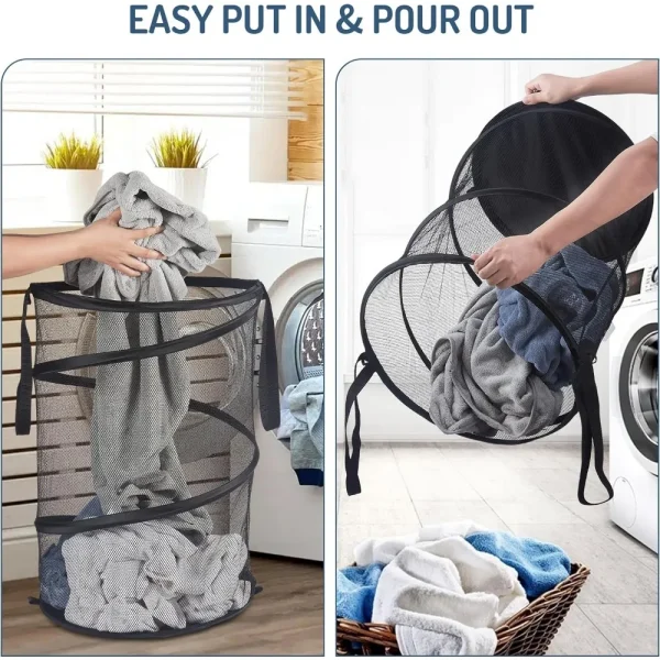 Large Mesh Yarn Folding Dirty Laundry Sorting Basket Washing FrameBathroomCloth MeshStorage BagFrame Bucket Laundry Organizers 3