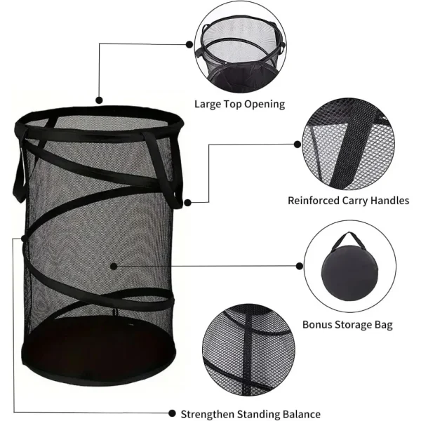 Large Mesh Yarn Folding Dirty Laundry Sorting Basket Washing FrameBathroomCloth MeshStorage BagFrame Bucket Laundry Organizers 4