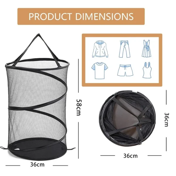 Large Mesh Yarn Folding Dirty Laundry Sorting Basket Washing FrameBathroomCloth MeshStorage BagFrame Bucket Laundry Organizers 6
