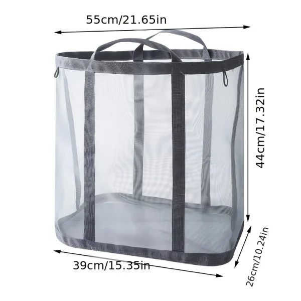 1/2pcs Nylon Mesh Laundry Basket with Handle Breathable Folding Portable Dirty Clothes Organizer Large Capacity Laundry Basket 3
