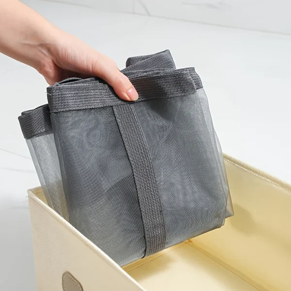 1/2pcs Nylon Mesh Laundry Basket with Handle Breathable Folding Portable Dirty Clothes Organizer Large Capacity Laundry Basket 6