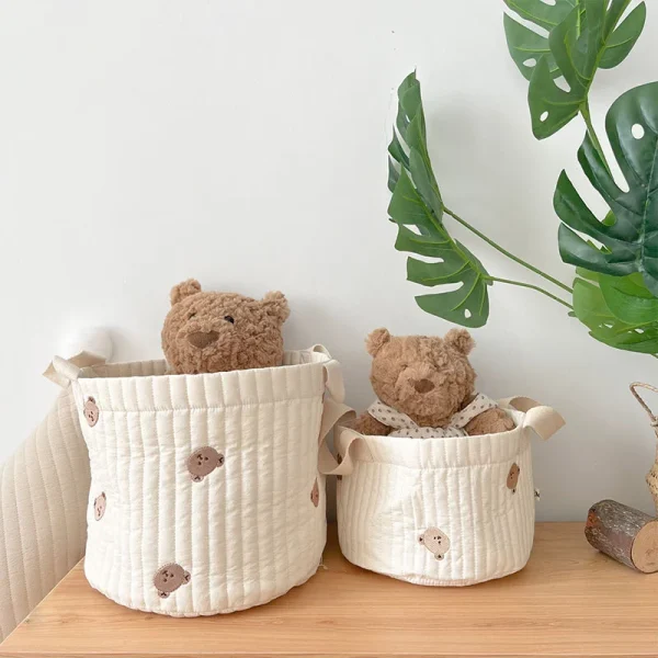 Storage Baskets,  Bottles,Towels, Toys, Baby Clothes. Decorative Organizer Bins Tote Bag Handbag with Embroidery for Diapers 2
