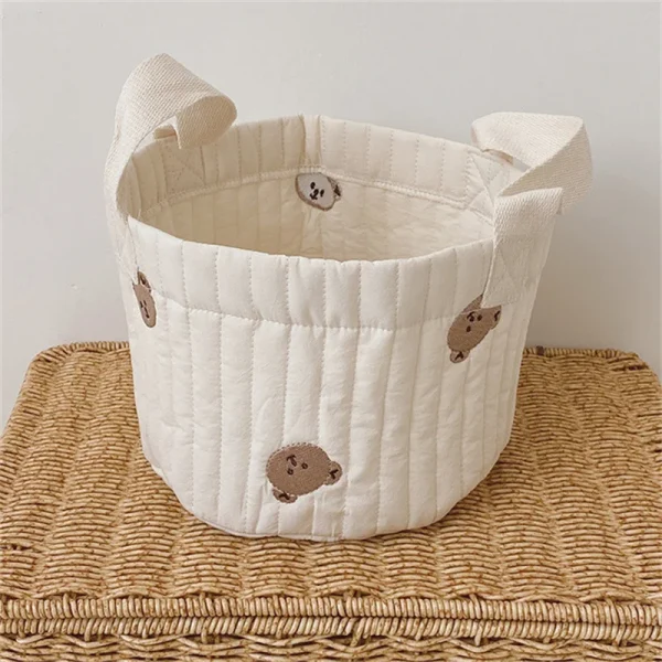 Storage Baskets,  Bottles,Towels, Toys, Baby Clothes. Decorative Organizer Bins Tote Bag Handbag with Embroidery for Diapers 3