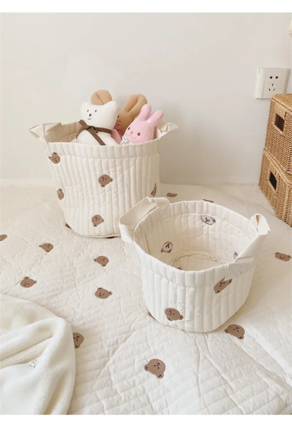 Storage Baskets,  Bottles,Towels, Toys, Baby Clothes. Decorative Organizer Bins Tote Bag Handbag with Embroidery for Diapers 5
